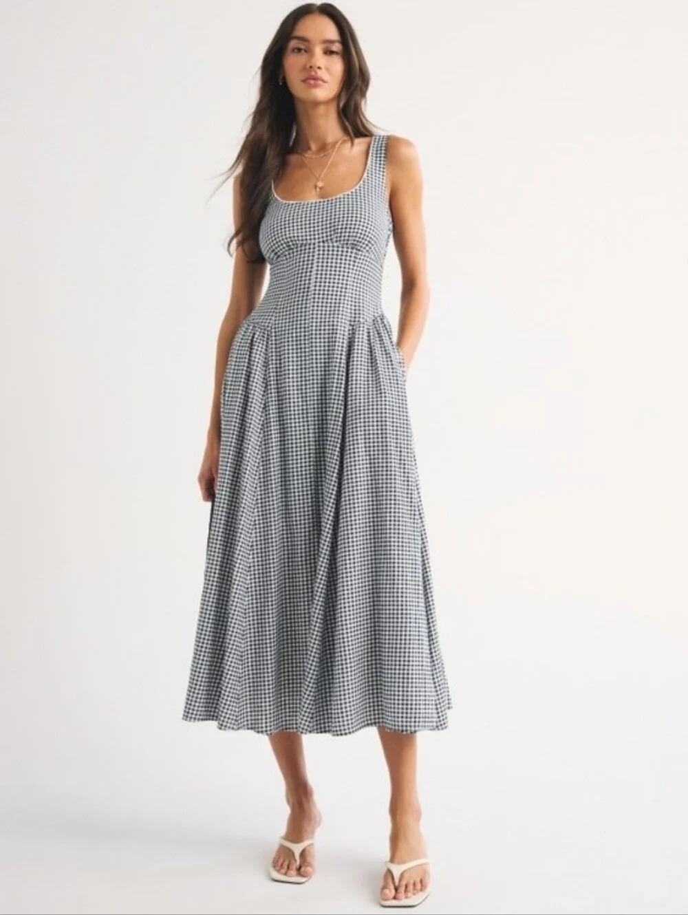 Abercrombie and Fitch Linen-Blend A&F Bra-Free Dylan Midi Dress Size Medium NWT